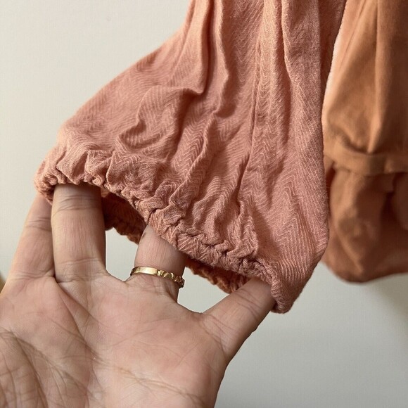 LOGO Lori Goldstein Cotton Cardigan Womens Large Chiffon Smocking Tea Rose Open - Picture 9 of 14